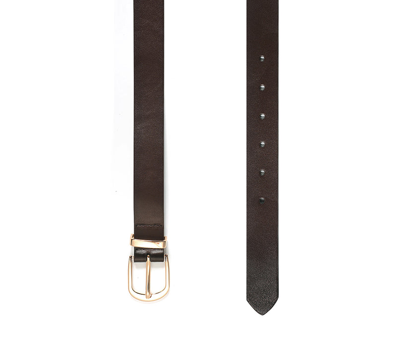 Brown classic metal keeper belt - M/L