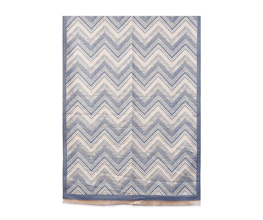 Blue Zig-Zag Print Blanket scarf