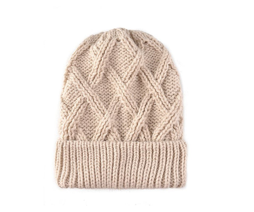 Oatmeal Cross knitted hat