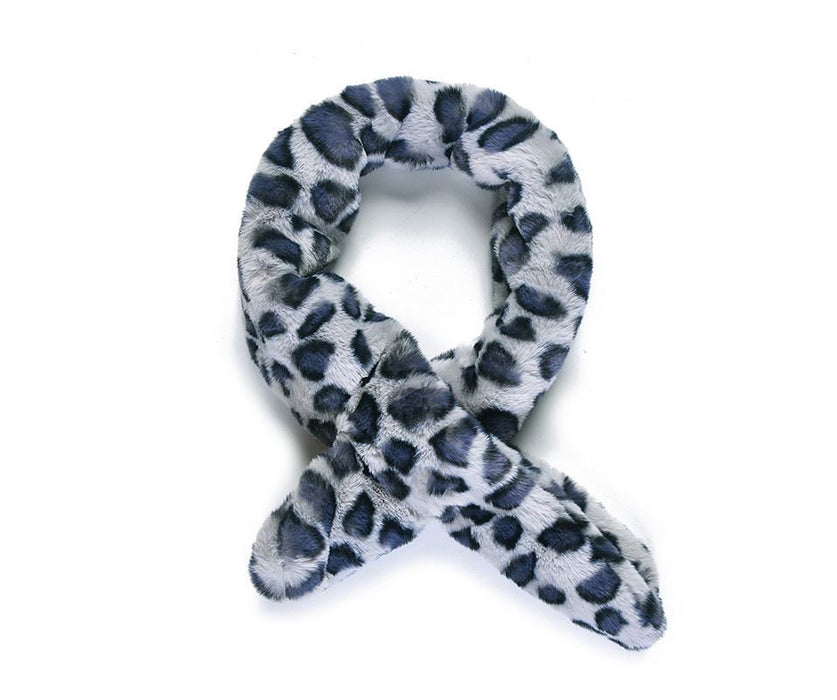 Grey Leopard Faux Fur Scarf