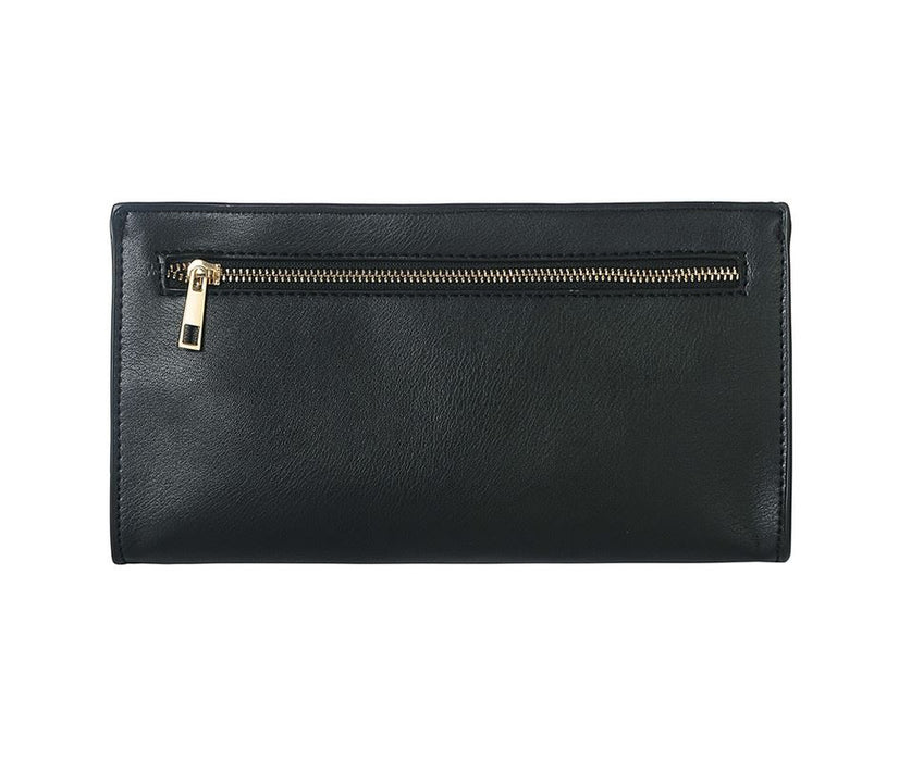 Black double zip clutch bag