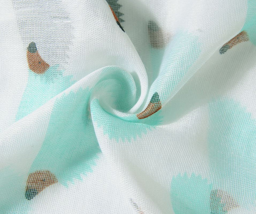 White with mint hedgehog print scarf